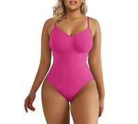 SHAPERX Body Gainant Femme Gaine Amincissant Ventre Plat Sculptant Minceur Shapewear Invisible Bodysuit Top, UK-SZ5215-Rose Red-S/M