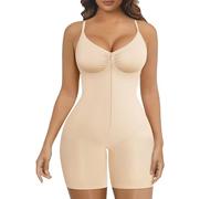 SHAPERX Body Gainant Femme Sculptant à Zip - Faja Compression Forte, Contrôle Ventre Plat, Combinaison Gainante Sans Couture Taille Affinée, UK-SZ5862-Beige-2XL