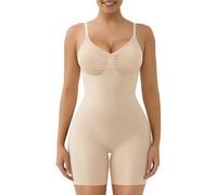 SHAPERX Body Gainant Femme Ventre Plat Invisible Gaine Amincissante Shapewear Bodysuit et Bonnets Amovible,UK-SZ5468-Beige-S/M