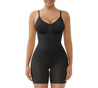 SHAPERX Body Gainant Femme Ventre Plat Invisible Gaine Amincissante Shapewear Bodysuit et Bonnets Amovible, UK-SZ5468-Black-XS