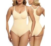 SHAPERX Body Sculptant Femme Gainant Ventre Plat Shapewear Bodysuit Amincissant Invisible Bodysculpt Gaine Minceur, UK-SZ5305-Beige-XXS/XS