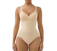 SHAPERX Gaine Ventre Plat Femme Invisible Body Sculptant Culotte Gainant avec Contrôle du Ventre et Bonnets Amovibles, UK-SZ5433-Beige-L/XL