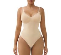 SHAPERX Gaine Ventre Plat Femme Invisible Body Sculptant Culotte Gainant avec Contrôle du Ventre et Bonnets Amovibles, UK-SZ5015-Beige-L/XL