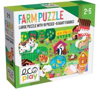 HEADU - Maxi Shaped Puzzle Farm - Puzzle 19 Pièces avec 6 Grandes Formes | Jeu Éducatif pour Enfants 2 3 4 5 Ans, Jeux Didactiques, Cadeau Enfants, Made in Italy