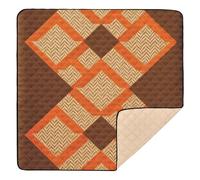 Shapes Tapis de jeu rembourré doux pour l'intérieur et l'extérieur Motif matelassé Orange Marron 127 x 127 cm