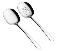 SHAPOKY Lot de 2 cuillères de service, cuillère fendue de 25,4 cm et cuillère de service, cuillères à couverts, cuillères de cuisine, cuillères à pâtes, lot de 2