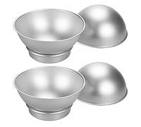 SHAPOKY Lot de 4 moules ronds 3D en forme de boule de gâteau en aluminium pour décoration de gâteaux Outils de pâtisserie