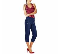 Shaposh Fashion® Pantacourt pour femme - Pantalon court 3/4 extensible à la taille élastique pour l'été, bleu marine, 44