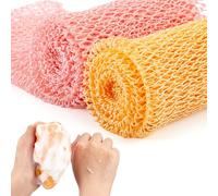 Shappy 2 Éponges Africaines Filet de Corps Exfoliant Épurateur Exfoliant de Corps de Bain Épurateur de Dos pour Lissage de Peau Usage Quotidien Remplissage de Bas(Rose Pêche, Crémeux)