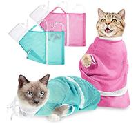 Shappy 2 Pcs Sacs Respirants pour Toilettage d'animal Anti-Griffures Anti-Morsures Filet de Contention Réglable pour Coupe des Griffes Nettoyage des Oreilles Examen de Santé Injection et Médicament