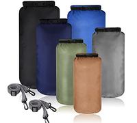 Shappy 6 Pièces Set de Sacs Étanches Légers et Hermétiques 20 L 15 L 10 L 8 L 5 L 3 L Sacs avec Bandoulière Réglable Longue pour Kayak Bateau Randonnée Camping (Couleur Sombre)