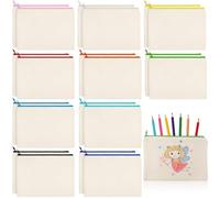 Shappy Lot de 20 trousses en toile avec fermeture éclair - Trousse à crayons - Trousse de maquillage vierge en coton pour voyage, loisirs créatifs (24 x 17 cm, L)