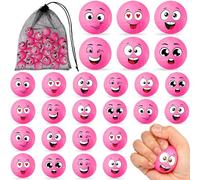 Shappy Lot de 24 mini balles de volley-ball anti-stress en mousse de 4 cm à presser pour le sport, le volley-ball, 6 styles, jouets de volleyball avec cordon de serrage noir, sac en maille pour