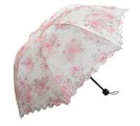 ShaqMars Parasol en dentelle pliable anti-UV vintage brodé protection solaire (rose)