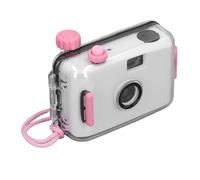 Sharainn Caméra de Cinéma, Caméra de Film Réutilisable de 35 Mm avec Cas D'épreuve de l'eau, Vitesse D'obturation 1/100, Objectif F / 9 28 Mm, Appareil Photo Rétro (Rose Blanc avec décor d'oreilles