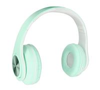 Sharainn Écouteurs Supra-Auriculaires Bluetooth 5.0 Pliables avec Micro, Casque sans Fil à Réduction de Bruit avec Lumières Colorées, Basses Profondes pour Téléphone et Ordinateur (Green)