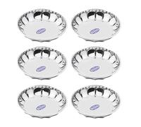 Sharda Metals Lot de 6 petites assiettes à dessert en acier inoxydable pour service d'accompagnement, plat sucré, halwa, pudding, petit déjeuner, collation - 12,7 cm, argent
