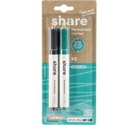 share by edding EcoLine Marqueur permanent set de 2 - le set de marqueurs offre une heure de cours à un écolier - des marqueurs résistants à l'eau pour presque tous les matériaux - vert/noir