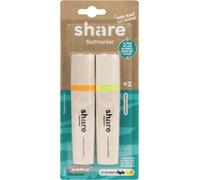 share by edding EcoLine surligneur set de 2 - le set de surligneurs offre une heure de cours à un écolier - stylos rechargeables Eco Marker - jaune/orange