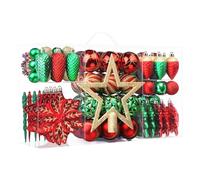 SHareconn 2025 Nouveau modèle, Ensemble de 106 Boules de Noël décoratives, Boules décoratives en Plastique incassables, idéales pour décorer Le Sapin de Noël, Rouge Rubis Vert et Or