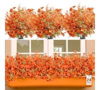 SHareconn 24 Bouquets Fleurs Artificielles Automne, Lavande & Violette, Décoration Automne Extérieur Résistante aux UV, pour Maison/Jardin/Mariage, Orange & Tons d'automne