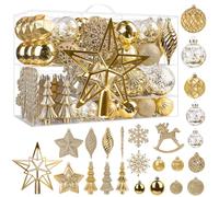 SHareconn Lot de 100 Boule de Noel, Boules de Noël en Plastique Incassable, Grandes Decoration Sapin de Noel, pour Decoration Noel Extérieur ou Intérieure, Décorer Sapin de Noël, Or
