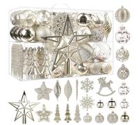 SHareconn Lot de 100 Boule de Noel, Boules de Noël en Plastique Incassable, Grandes Decoration Sapin de Noel, pour Decoration Noel Extérieur ou Intérieure, Décorer Sapin de Noël, Champagne Or