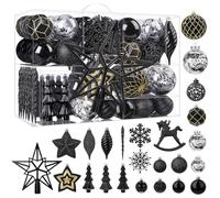 SHareconn Lot de 100 Boule de Noel, Boules de Noël en Plastique Incassable, Grandes Décorations Sapin de Noel, pour Decoration Noel Extérieur ou Intérieure, Décorer Sapin de Noël, Noir