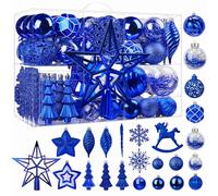SHareconn Lot de 100 Boule de Noel, Boules de Noël en Plastique Incassable, Grandes Décorations Sapin de Noel, pour Decoration Noel Extérieur ou Intérieure, Décorer Sapin de Noël, Bleu