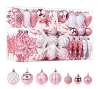 SHareconn Lot de 106 décorations de Noël en plastique incassable pour sapin de Noël, vacances, fête de mariage avec crochets inclus, rouge et blanc