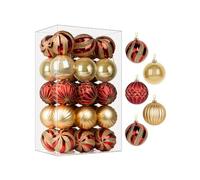 SHareconn Lot de 30 Pcs 60mm Boules de Noël colorées en Plastique incassable pour Sapin de Noël, décoration de fête, Mariage,Or & Rouge
