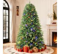 SHareconn PE+PVC Sapin de Noël Artificiel 180 cm avec 900 Branches Réglables, 270 LED Colorées, 12 Modes D'éclairage, Support en Métal Pliable, Sapin de Noël Intérieur ou Extérieur, 180 cm