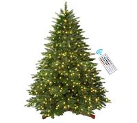 SHareconn Sapin de Noël Artificiel 198 cm,Arbre de Noël avec Support en Bois,avec Télécommande 340 Lumières RGB Multicolores,PE+PVC 1044 Astuces de Branches,Installation Rapide,Stockage Pratique