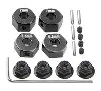 ShareGoo Adaptateur hexagonal en aluminium de 12 mm et écrous de verrouillage à bride compatible avec Traxxas 2WD Slash Rustler Stampede 1/10 RC voiture (Noir)