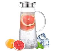 Sharemee - Carafe en Verre Résistant à la Chaleur pichet en verre|Théière en Verre Borosilicate Bouilloire avec Couvercle en Cier Inoxydable, 1.5L