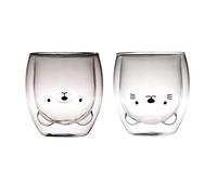 Sharemee - tasse en verre à double paroi personnelle, tasse à café, tasse à thé, tasse à lait pour cadeau d'anniversaire lot de 2, 250ml/8.4oz