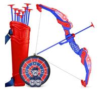 SHAREMI Arc et Fleches Enfants Jouets 4 5 6 7 8 9 Ans Garçon Filles, Jeu de Tir à l'arc avec Lumières LED, Cible Suspendue et Flèches à Ventouse, Jeux Intérieur Extérieur Cadeaux Anniversaire Noël
