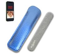 SHARFT, Lime a Ongles Pierre Naturelle des Pyrénées avec étui PVC de couleur Bleue. Format traditionnel 100x15x5mm plate. Utilisable sur toutes les faces. Lavable, Durable, Naturel et MADE IN FRANCE.