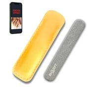 SHARFT, Lime a Ongles Pierre Naturelle des Pyrénées avec étui PVC de couleur Jaune. Format traditionnel 100x15x5mm plate. Utilisable sur toutes les faces. Lavable, Durable, Naturel et MADE IN FRANCE.