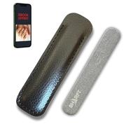 SHARFT, Lime a Ongles Pierre Naturelle des Pyrénées avec étui PVC de couleur Noire. Format traditionnel 100x15x5mm plate. Utilisable sur toutes les faces. Lavable, Durable, Naturel et MADE IN FRANCE.