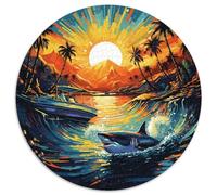 Shark 1000 Pièces Puzzle Rond Jouets Classiques Puzzle Circulaire Unique Puzzles Classiques 1000pcs (67.5x67.5cm)