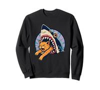 Shark Attacks Mangeant Chat Prédateur Océan Animal Marine Danger Sweatshirt