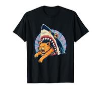 Shark Attacks Mangeant Chat Prédateur Océan Animal Marine Danger T-Shirt