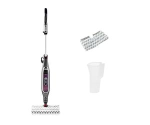 Shark Automatic Klik n' Flip Steam Mop pour sols durs avec contrôle intelligent de la vapeur, 2 tampons de nettoyage lavables et flacon de remplissage, 350 ml, cordon de 6 m, Gris/Bordeaux S6003EU
