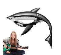 Shark Capodastre pour guitare - de taille standard 13 x 8,5 cm Compact | Clip de tension de corde avec rembourrage en silicone, transposition rapide, main | Presse à frettes électrique, scène