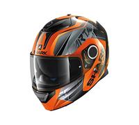 SHARK Casque Intégral Spartan Karken Hi-Vis, Noir et Orange, Taille S