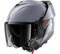 SHARK, Casque Moto Modulable OXO Dark Shadow Gun Silver S05, L