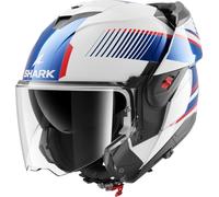 SHARK Casque moto modulable Oxo Sikter Blanc / Chrome / Bleu Taille M