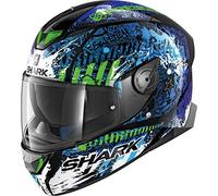 SHARK Casque Moto SKWAL 2 SWITCH RIDER 2 KBG, Noir/Bleu/Vert, Taille XS