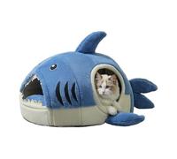 Shark Cat Nest - Lit Chaud et Chat avec Design Couvert, Niche d'hiver Épais pour Petits Animaux de Compagnie | Maison Douce Antidérapante pour Chat Intérieur, Lit de Chien en Peluche Confortable pour